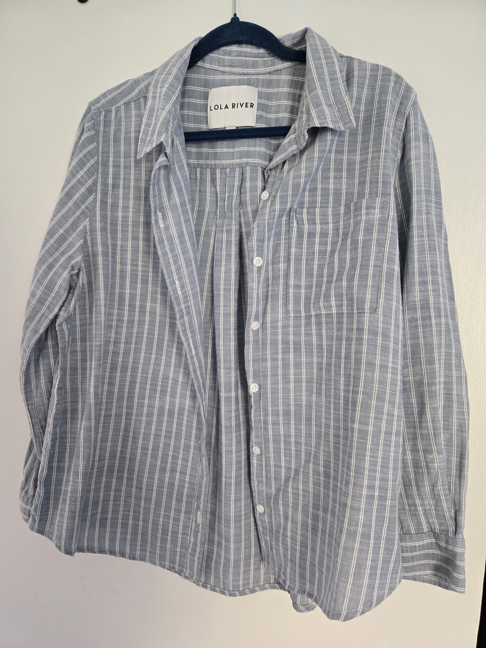 Lola River Women's Light Blue Stripe Button-Down Shirt